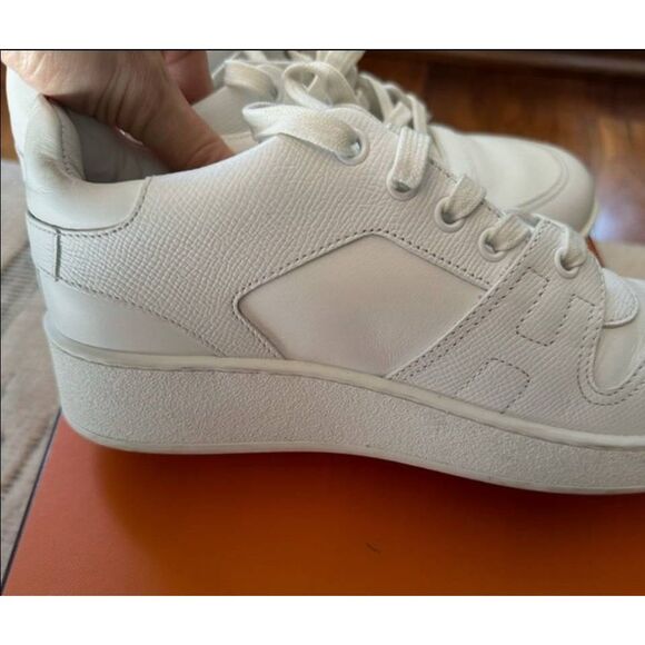 Hermes FREE EPSOM CALFSKIN / CALFSKIN WOMEN'S SNEAKER 375 90 BLANC sneakers.use - Picture 3 of 5